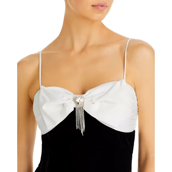 Budget ✨ AQUA Contrast Bow Velvet Mini 👗 Dress - 100% Exclusive Black ✔️ - Image 7