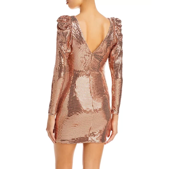 Best deal ๐ฅ AQUA Puff Shoulder Metallic Mini ๐ Dress - 100% Exclusive Rose Gold ๐ - Image 2