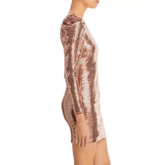 Best deal ๐ฅ AQUA Puff Shoulder Metallic Mini ๐ Dress - 100% Exclusive Rose Gold ๐ - Image 5