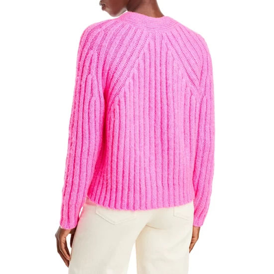 Best Sale ✔️ AQUA Mixed Rib Cropped Cardigan - 100% Exclusive Neon Pink 🎁 - Image 3
