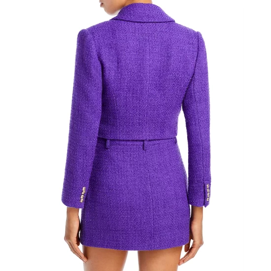 Outlet ๐ AQUA Tweed Cropped Jacket - 100% Exclusive Purple โจ - Image 3