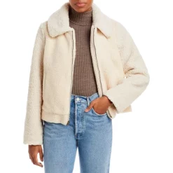 Discount 🥰 AQUA Faux Shearling Bomber Jacket - 100% Exclusive Ivory 🔔