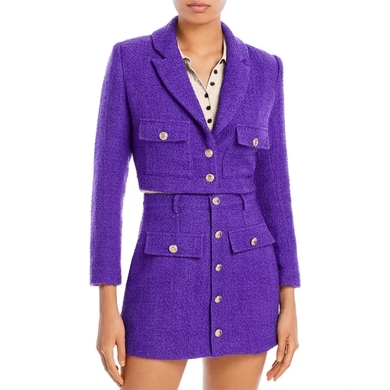Outlet ๐ AQUA Tweed Cropped Jacket - 100% Exclusive Purple โจ - Image 5