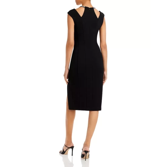 Promo 🛒 AQUA Embellished Neck Sheath 👗 Dress - 100% Exclusive Black 🛒 - Image 3