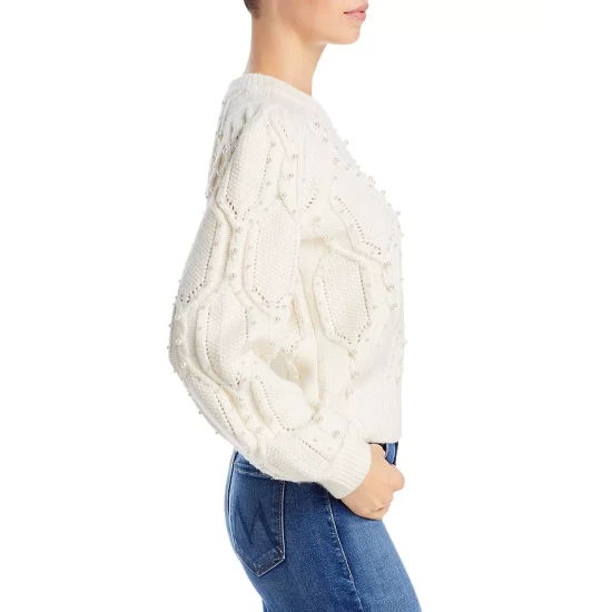 Flash Sale 😀 AQUA Pearl Cable Knit Sweater- 100% Exclusive Ivory 😉 - Image 4