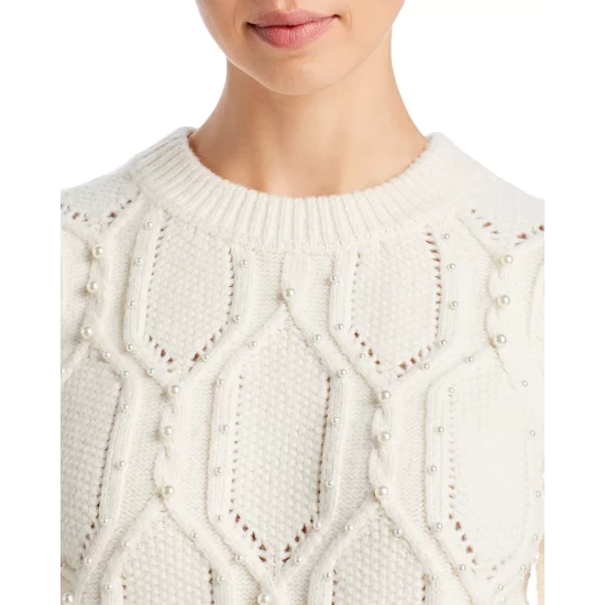 Flash Sale 😀 AQUA Pearl Cable Knit Sweater- 100% Exclusive Ivory 😉 - Image 5