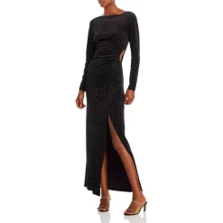 Wholesale 🔔 AQUA Velvet Cutout Maxi 👗 Dress - 100% Exclusive Black Velvet ⭐