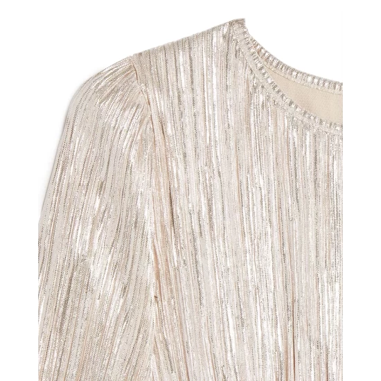 Coupon 🌟 AQUA 👧 Girls' Metallic Plisse Long Sleeved 👗 Dress - Big Kid - 100% Exclusive Rose Foil 🎁 - Image 3