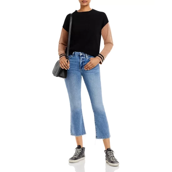 Best Sale ๐งจ AQUA Color Block Stripe Cashmere Sweater - 100% Exclusive Black/camel ๐ - Image 2