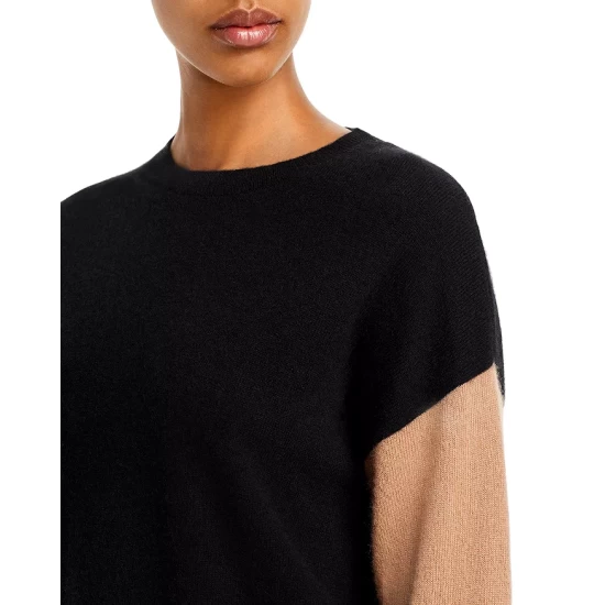 Best Sale ๐งจ AQUA Color Block Stripe Cashmere Sweater - 100% Exclusive Black/camel ๐ - Image 5