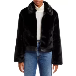 Promo 😉 AQUA Faux Fur Bomber Jacket - 100% Exclusive Black 🔔