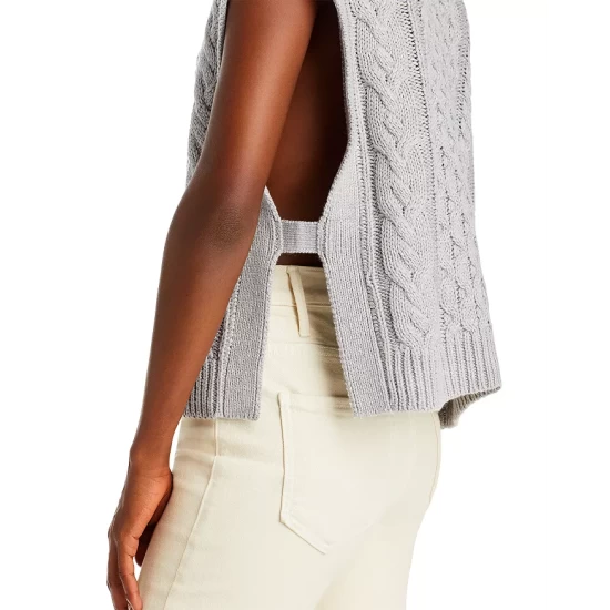 Outlet 💯 AQUA Cable Knit Sweater Vest - 100% Exclusive Gray 🔔 - Image 5