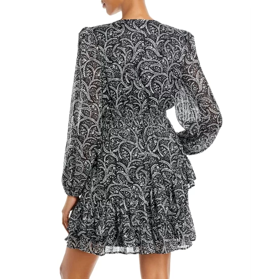 Cheap 🎁 AQUA Floral Print Ruffled Mini 👗 Dress - 100% Exclusive Black/white 🔥 - Image 3