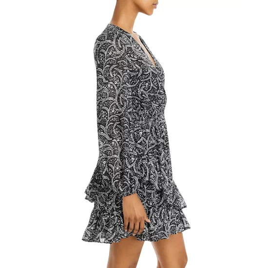 Cheap 🎁 AQUA Floral Print Ruffled Mini 👗 Dress - 100% Exclusive Black/white 🔥 - Image 5