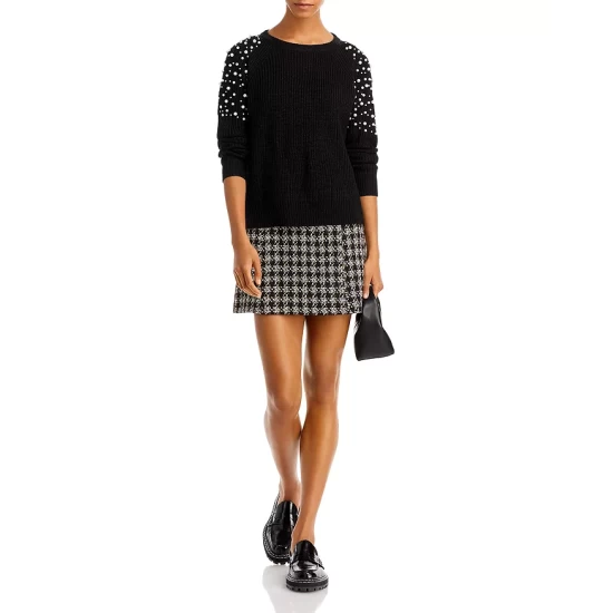 Best Pirce ๐งจ AQUA Imitation Pearl Shoulder Crewneck Sweater - 100% Exclusive Black โญ - Image 2