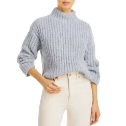 Promo ⌛ AQUA Ribbed Mock Turtleneck Sweater - 100% Exclusive Blue Twist ✨