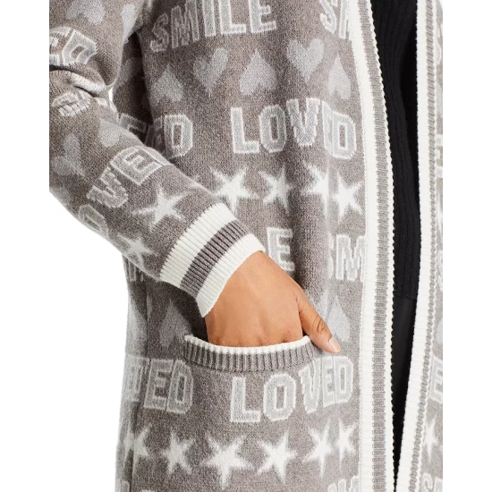 Cheapest ๐งจ AQUA Loved Smile Intarsia Duster Cardigan - 100% Exclusive Light Gray ๐ - Image 6