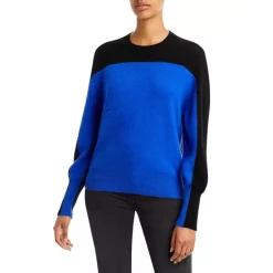 Deals 👏 AQUA Color Block Cashmere Sweater - 100% Exclusive Lapis/black 👍