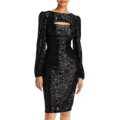Deals 😍 AQUA Sequined Keyhole Sheath 👗 Dress - 100% Exclusive Black ✨