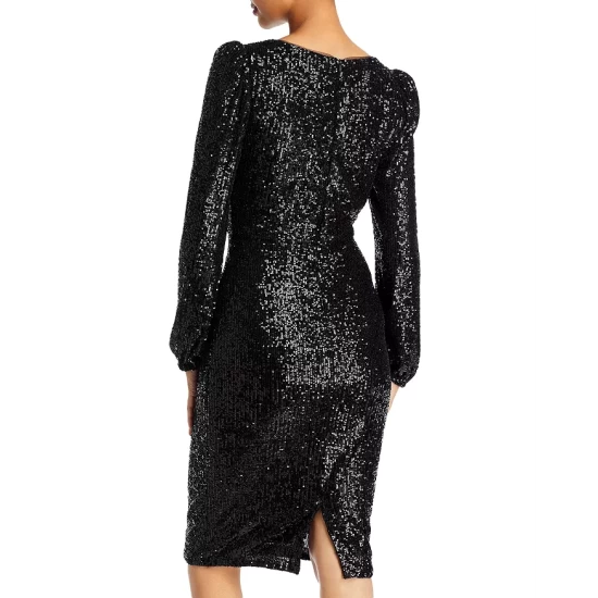 Deals ๐ AQUA Sequined Keyhole Sheath ๐ Dress - 100% Exclusive Black โจ - Image 3