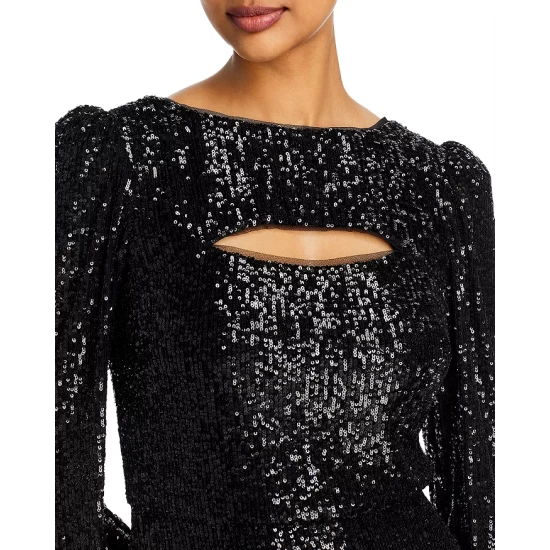 Deals ๐ AQUA Sequined Keyhole Sheath ๐ Dress - 100% Exclusive Black โจ - Image 5