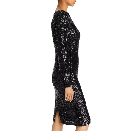 Deals ๐ AQUA Sequined Keyhole Sheath ๐ Dress - 100% Exclusive Black โจ - Image 6