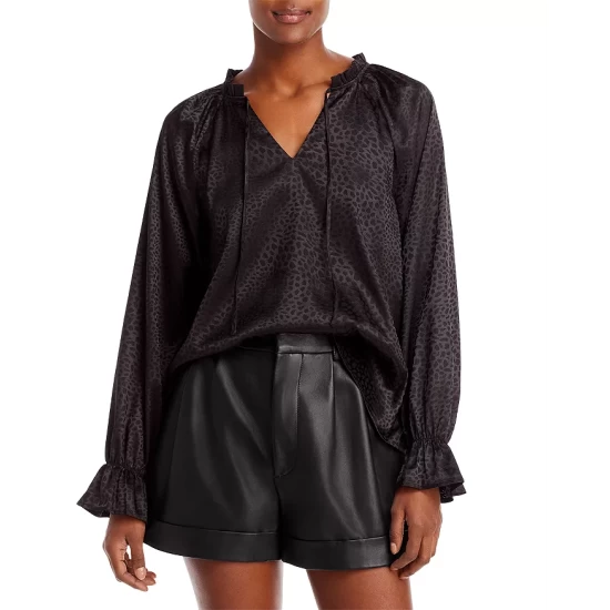 Cheapest 👏 AQUA Tonal Animal Print Jacquard Top - 100% Exclusive Black 😉