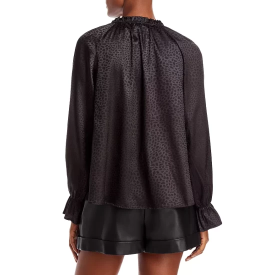 Cheapest 👏 AQUA Tonal Animal Print Jacquard Top - 100% Exclusive Black 😉 - Image 3