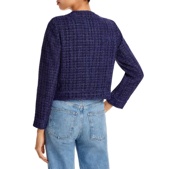 Best deal ❤️ AQUA Heart Patch Metallic Tweed Jacket - 100% Exclusive Navy ❤️ - Image 2