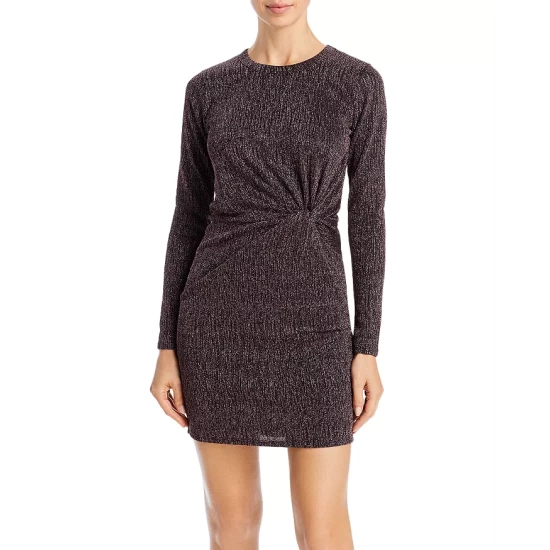 Cheap 🛒 AQUA Twisted Metallic Mini 👗 Dress - 100% Exclusive Black Rose 😍