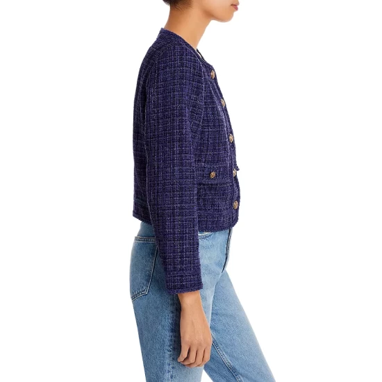 Best deal ❤️ AQUA Heart Patch Metallic Tweed Jacket - 100% Exclusive Navy ❤️ - Image 5