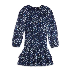 Top 10 ⌛ AQUA 👧 Girls' Smocked Speckle 👗 Dress, Little Kid, Big Kid - 100% Exclusive Navy 🔥