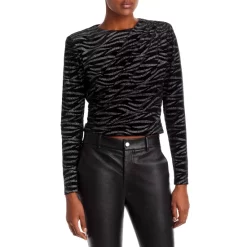 Brand new 🌟 AQUA Metallic Animal Print Velvet Crop Top - 100% Exclusive Black 🤩