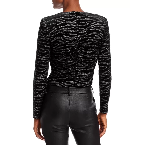 Brand new ๐ AQUA Metallic Animal Print Velvet Crop Top - 100% Exclusive Black ๐คฉ - Image 2