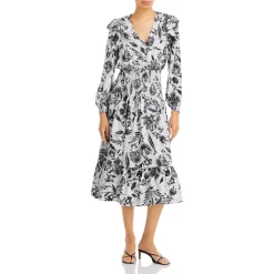 Best deal ✔️ AQUA Smocked Floral Print Midi 👗 Dress - 100% Exclusive Blue Multi 🌟