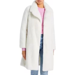 Coupon 😀 AQUA Faux-Fur 🧥 Coat With Wide Lapels- 100% Exclusive Ivory 🤩