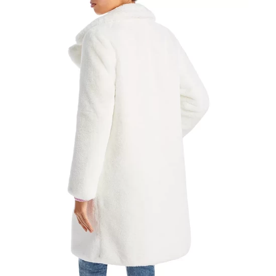 Coupon 😀 AQUA Faux-Fur 🧥 Coat With Wide Lapels- 100% Exclusive Ivory 🤩 - Image 3