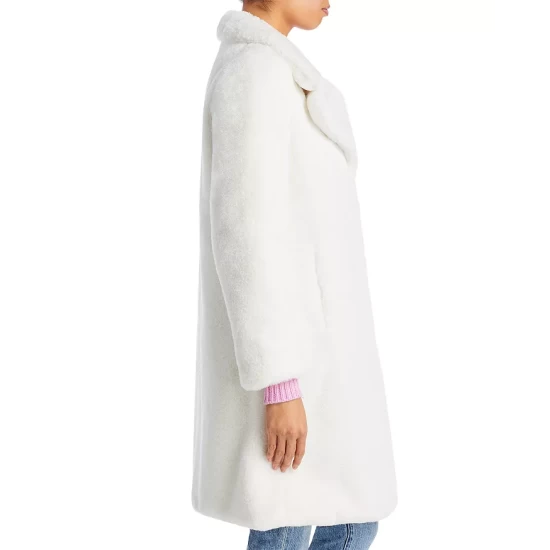 Coupon 😀 AQUA Faux-Fur 🧥 Coat With Wide Lapels- 100% Exclusive Ivory 🤩 - Image 4