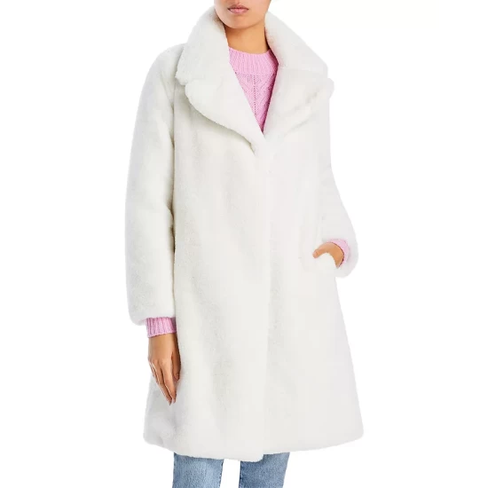 Coupon 😀 AQUA Faux-Fur 🧥 Coat With Wide Lapels- 100% Exclusive Ivory 🤩 - Image 5