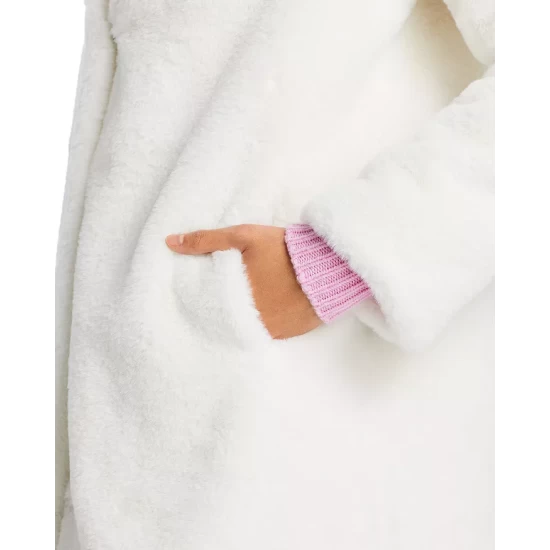 Coupon 😀 AQUA Faux-Fur 🧥 Coat With Wide Lapels- 100% Exclusive Ivory 🤩 - Image 8