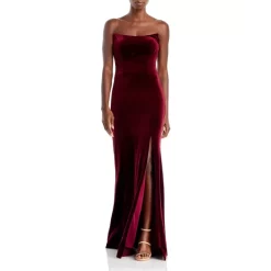 Cheap 🌟 AQUA Strapless Velvet Gown - 100% Exclusive Burgundy 👏
