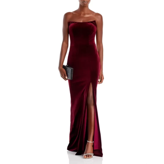 Cheap ๐ AQUA Strapless Velvet Gown - 100% Exclusive Burgundy ๐ - Image 2