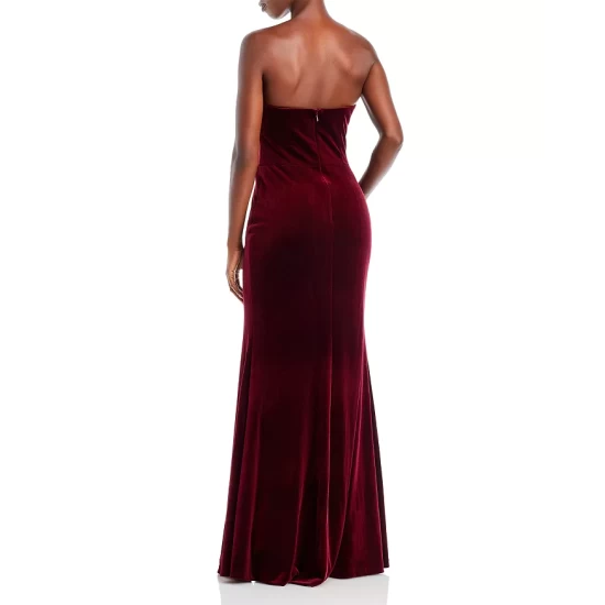 Cheap ๐ AQUA Strapless Velvet Gown - 100% Exclusive Burgundy ๐ - Image 3