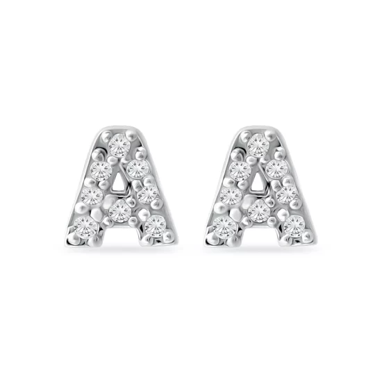 Flash Sale 💯 AQUA Pavé Initial Stud Earrings In Sterling Silver - 100% Exclusive 👍