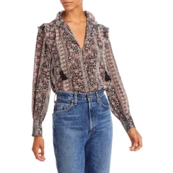 Brand new ✨ AQUA Floral Ruffle Trimmed Blouse - 100% Exclusive Black Mult 😀