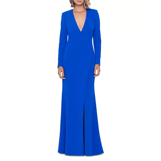 Cheap ✔️ AQUA V Neck Open Back Gown - 100% Exclusive Cobalt 😍