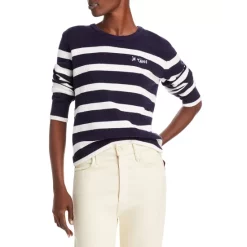 Budget ๐ฅ AQUA Stripe Crewneck Sweater - 100% Exclusive Navy/ivory โญ