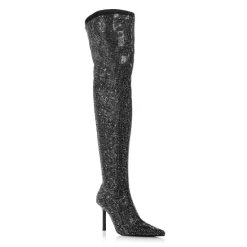 Best reviews of 😉 AQUA 👩 Women's Nicki Pointed Toe High Heel Over The Knee 🥾 Boots - 100% Exclusive Silver Stone ❤️