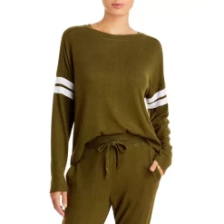 Cheapest 😍 AQUA Stripe Sleeve Knit Sweatshirt - 100% Exclusive Olive ✨