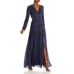 Promo 👍 AQUA Cutout Metallic Gown - 100% Exclusive Black/blue/silver 👍